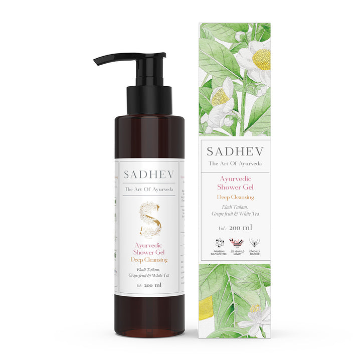Ayurvedic Shower Gel Deep Cleansing - Eladi Tailam, Grapefruit & White Tea