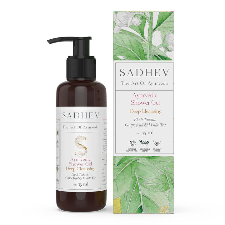 Ayurvedic Shower Gel Deep Cleansing - Eladi Tailam, Grapefruit & White Tea