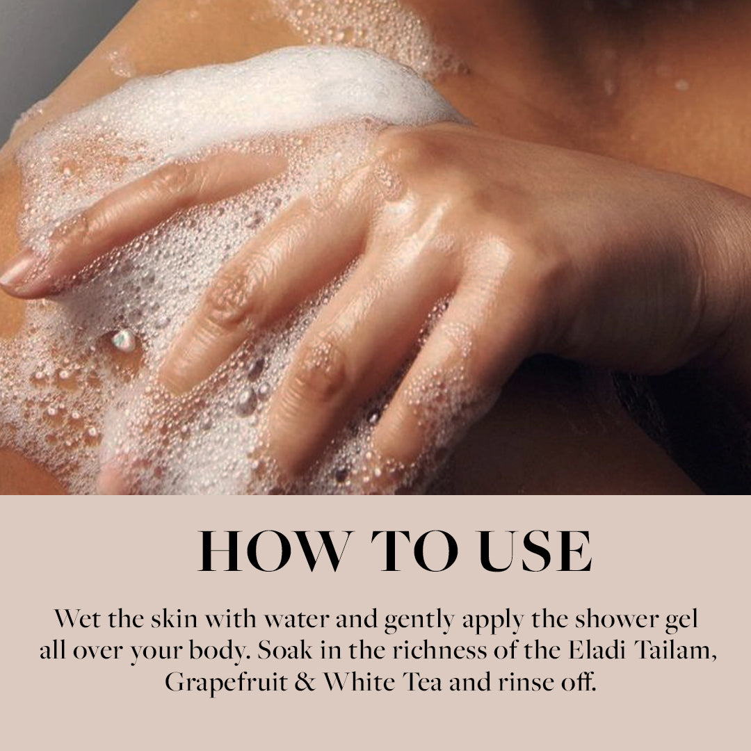 Ayurvedic Shower Gel Deep Cleansing - Eladi Tailam, Grapefruit & White Tea