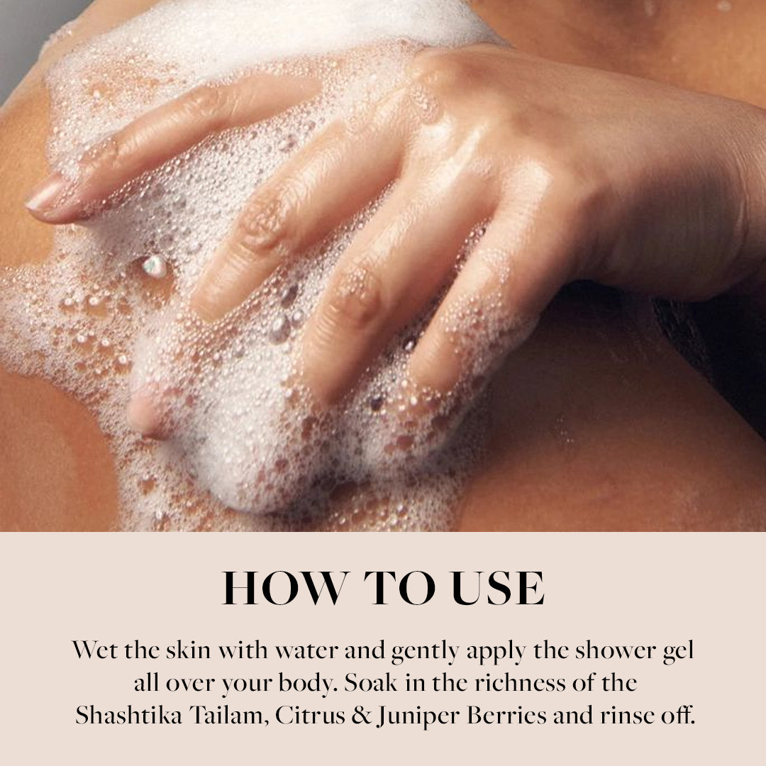 Ayurvedic Shower Gel Deep Cleansing - Shashtika Tailam, Citrus & Juniper Berries