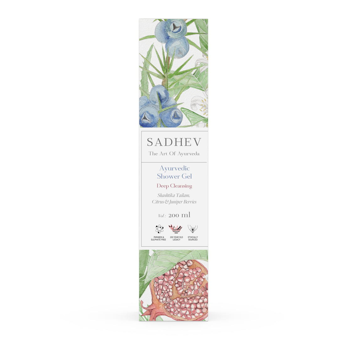 Ayurvedic Shower Gel Deep Cleansing - Shashtika Tailam, Citrus & Juniper Berries