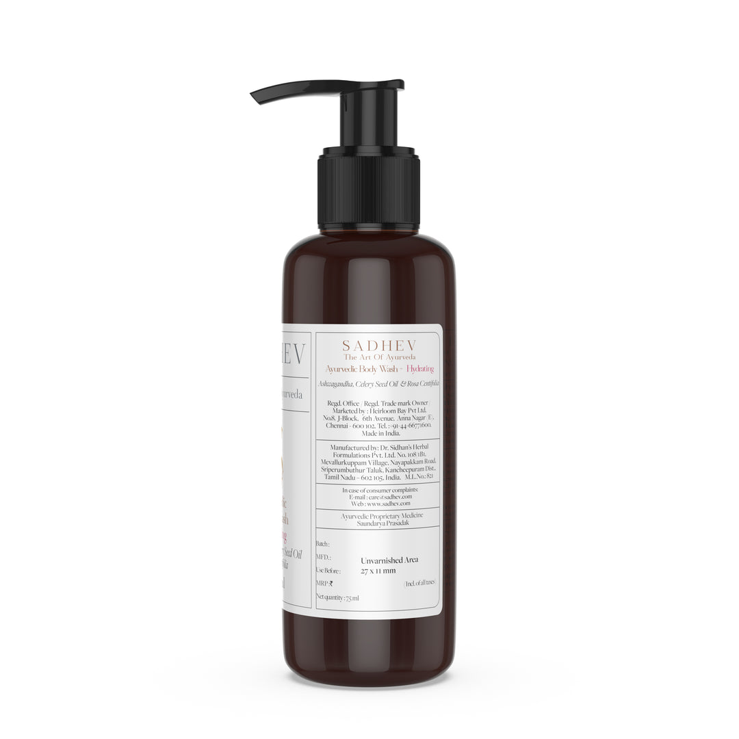 Ayurvedic Body Wash Hydrating - Ashwagandha, Celery Seed Oil & Rosa Centifolia