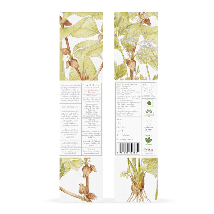 Ayurvedic Body Wash Hydrating - Ashwagandha, Celery Seed Oil & Rosa Centifolia