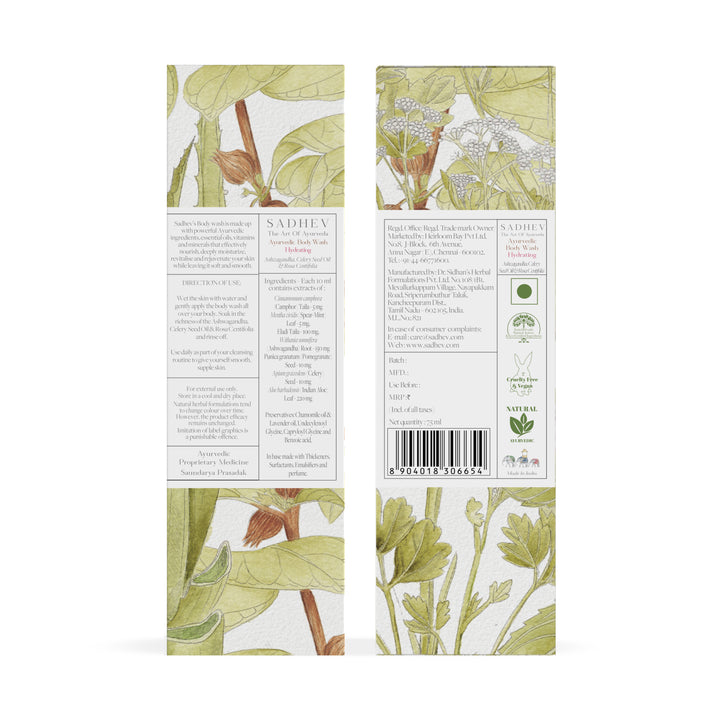 Ayurvedic Body Wash Hydrating - Ashwagandha, Celery Seed Oil & Rosa Centifolia