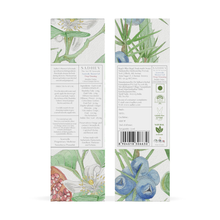 Ayurvedic Shower Gel Deep Cleansing - Shashtika Tailam, Citrus & Juniper Berries